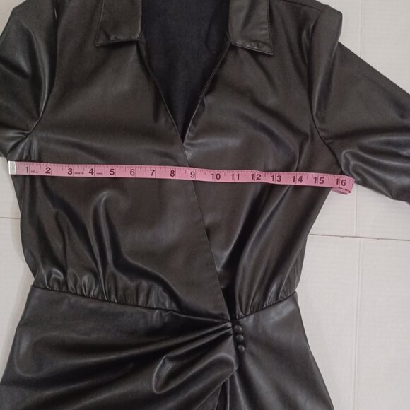 WOMEN'S ZARA FAUX LEATHER WRAP MINI DRESS - Picture 5 of 13